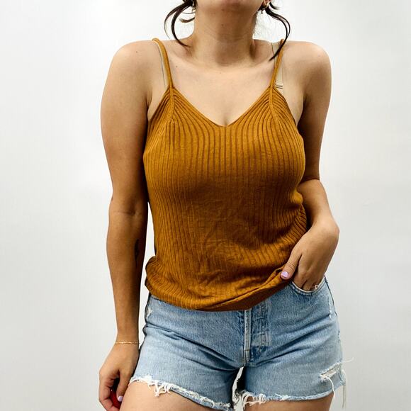 Anthropologie Orange ribbed sleeveless tank top
